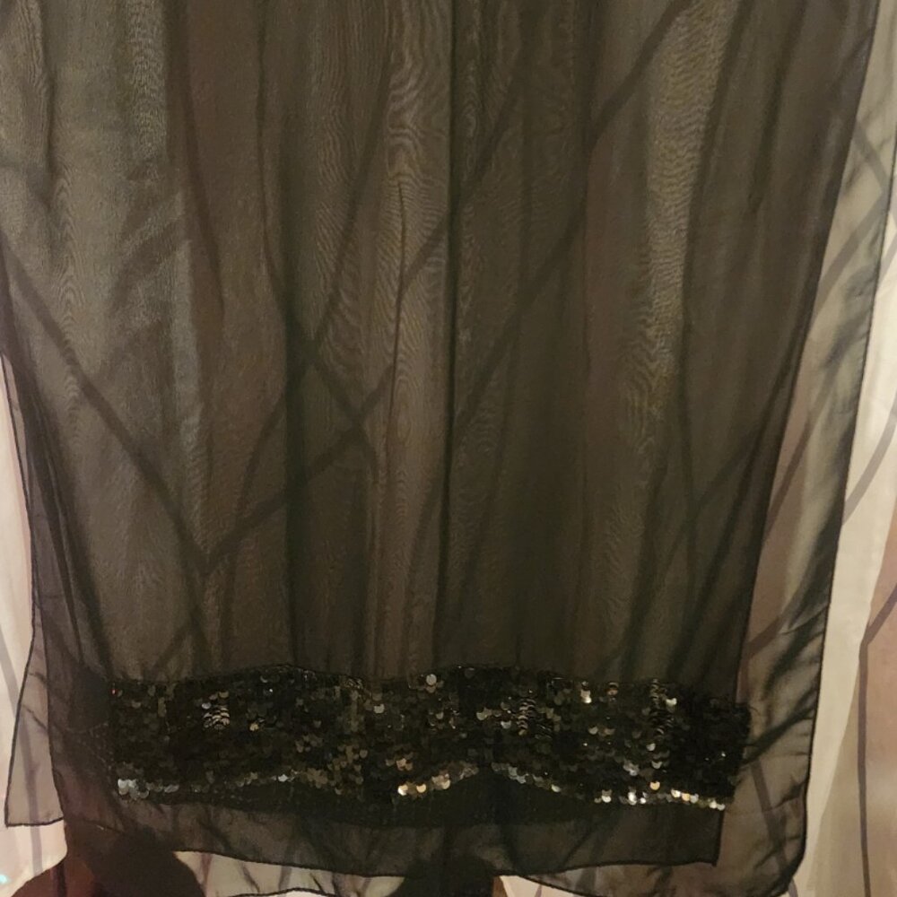 Elegant Black Sheer Scarf with Sequin Detail